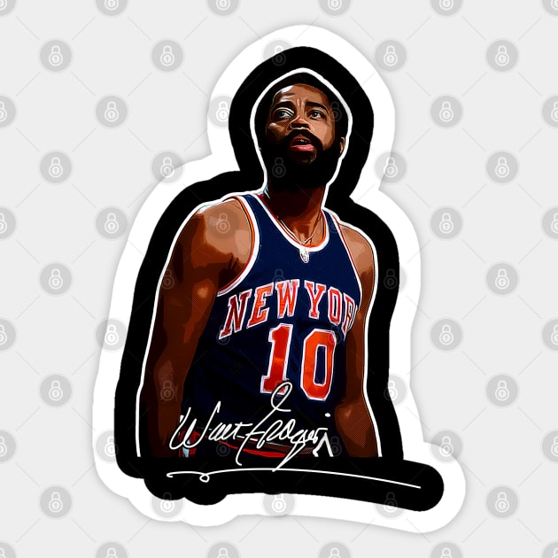 Walt Frazier The Clyde Basketball Legend Signature Vintage Retro 80s 90s Bootleg Rap Style Sticker by CarDE